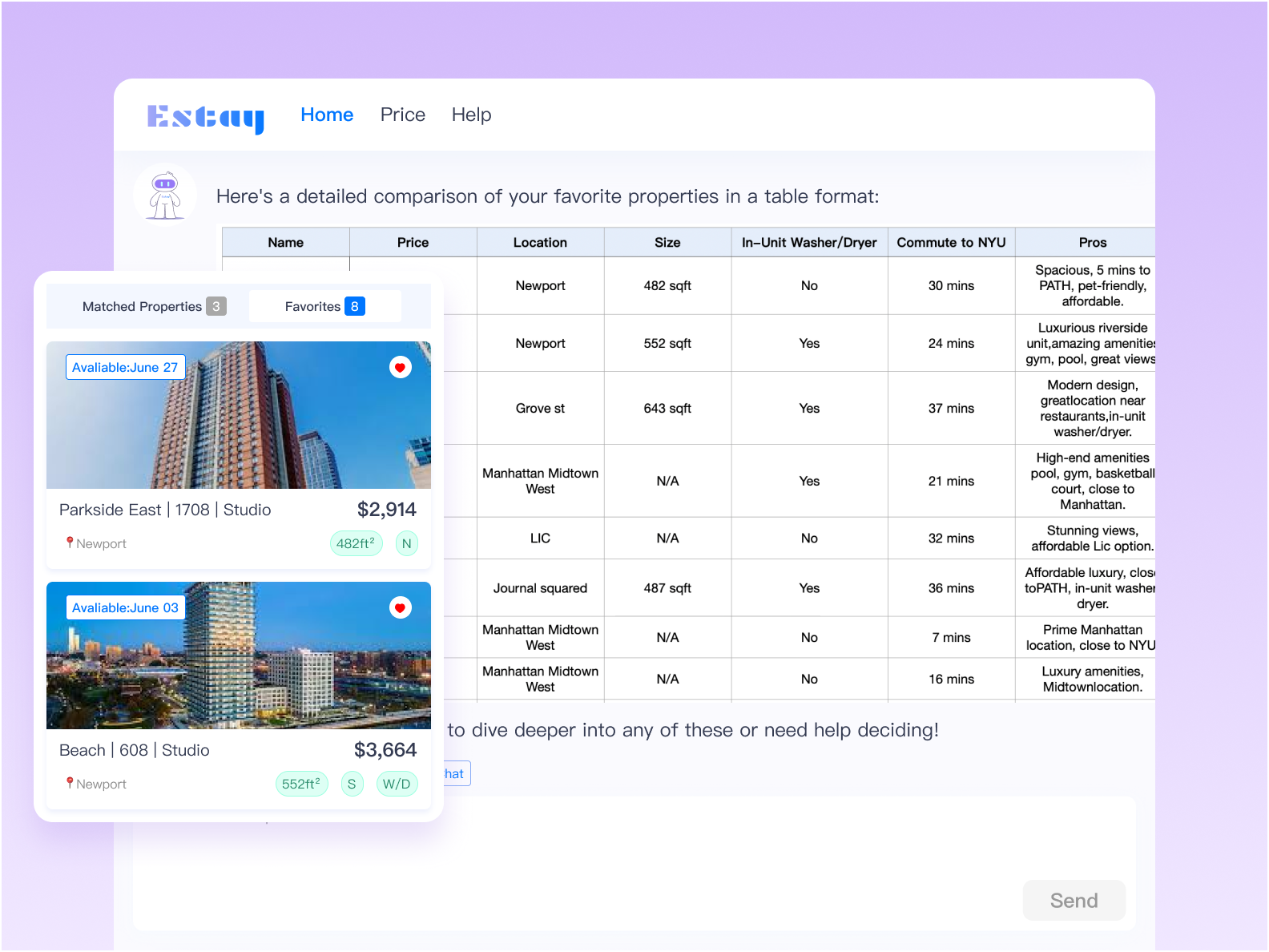 Compare properties